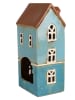 Clayre & Eef Theelichthouder "Huis" turquoise/lichtbruin - (B)11 x (H)22 x (D)9 cm