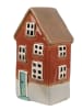Clayre & Eef Theelichthouder "Huis" oranje/beige - (B)10 x (H)18 x (D)8 cm
