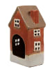 Clayre & Eef Theelichthouder "Huis" oranje/beige - (B)10 x (H)18 x (D)8 cm
