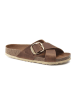Birkenstock Leder-Pantoletten "Siena Big Buckle" in Braun