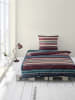 Bierbaum Satin-Bettwäsche-Set in Aubergine/ Dunkelblau/ Beige