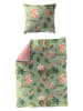 Bierbaum Satin-Bettwäsche-Set Rosa/ Grün