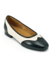 British Passport Leder-Ballerinas in Schwarz/ Creme