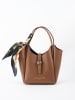maison héritage PARIS Leren handtas "Aube" bruin - (B)24 x (H)14 x (D)9 cm