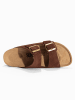 Sunbay Leren slippers "Trefle" bruin