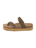 billowy Leder-Zehentrenner in Khaki