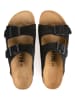 billowy Leder-Pantoletten in Schwarz