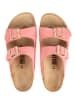 billowy Leder-Pantoletten in Rosa