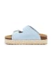 billowy Leder-Pantoletten in Hellblau