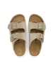 billowy Leder-Pantoletten in Khaki