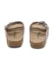 billowy Leder-Pantoletten in Beige