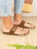 billowy Leren slippers lichtbruin