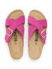 billowy Leder-Pantoletten in Pink