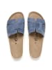 billowy Leder-Pantoletten in Blau