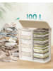 SONGMICS Wäschekorb in Hellbraun/ Weiß - (B)52 x (H)61 x (T)32 cm