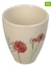 Kersten 2-delige set: bekers ''Field Flowers'' crème/rood - (H)8 x Ø 7 cm