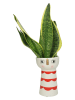 Kersten Bloempot ''Face'' crème/rood - (H)17 x Ø 11 cm