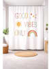 Ornami Duschvorhang ''Good Vibes'' in Weiß/ Bunt - (L)180 x (B)200 cm