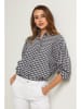 Fleur de Lin Bluse "Abelys" in Dunkelblau/ Weiß