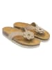 Mandel Leren teenslippers "Lene" beige