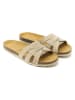 Mandel Leren slippers "Clara" beige