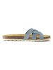 Mandel Leder-Pantoletten "Clara" in Hellblau