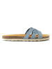 Mandel Leren slippers "Clara" lichtblauw
