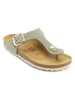 Mandel Leren teenslippers "Blanca" kaki