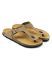 Mandel Leren teenslippers "David" lichtbruin