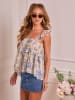 Milan Kiss Top in Beige/ Blau