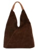 Mila Blu Leder-Schultertasche "Mirtillo" in Braun - (B)34 x (H)39 x (T)8 cm