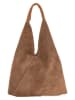 Mila Blu Leder-Schultertasche "Mirtillo" in Taupe - (B)34 x (H)39 x (T)8 cm