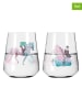 RITZENHOFF 2er-Set: Wassergläser "Online Reitgold" in Rosa/ Türkis - 510 ml
