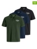 Jack & Jones 3-delige set: poloshirts donkerblauw/zwart/groen