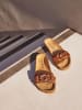BABUNKERS Family Leren slippers lichtbruin