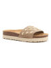 billowy Leder-Pantoletten in Beige