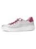 Gabor Leder-Sneakers in Silber/ Fuchsia