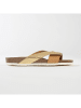 BACKSUN Leren slippers "Tingo" lichtbruin/goudkleurig