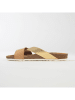 BACKSUN Leren slippers "Tingo" lichtbruin/goudkleurig