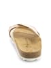 BACKSUN Leder-Pantoletten "Tingo" in Hellbraun/ Gold