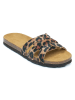 Mandel Pantoletten in Beige/ Braun