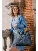 Anna Morellini Leren shopper "Caroline" donkerblauw - (B)42 x (H)38 x (D)17 cm