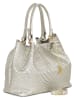 Anna Morellini Leren schoudertas "Eloisa" zilverkleurig - (B)38 x (H)28 x (D)16 cm