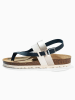 BACKSUN Leren teensandalen "Santarem" donkerblauw/wit/zilverkleurig