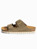 BACKSUN Leren slippers "Bali" kaki