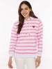Zwillingsherz Hoodie "Streifen Herz" in Pink/ Weiß