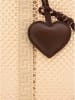 Zwillingsherz Schultertasche "Netz mit Anhänger" in Beige - (B)32 x (H)34 cm