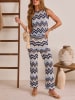 Milan Kiss Stricktop in Blau/ Creme