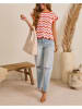 Milan Kiss Gebreid shirt crème/roze/rood