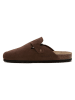 billowy Leren clogs bruin
